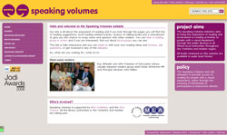 screenshot of the Speaking Volumes Online homepage